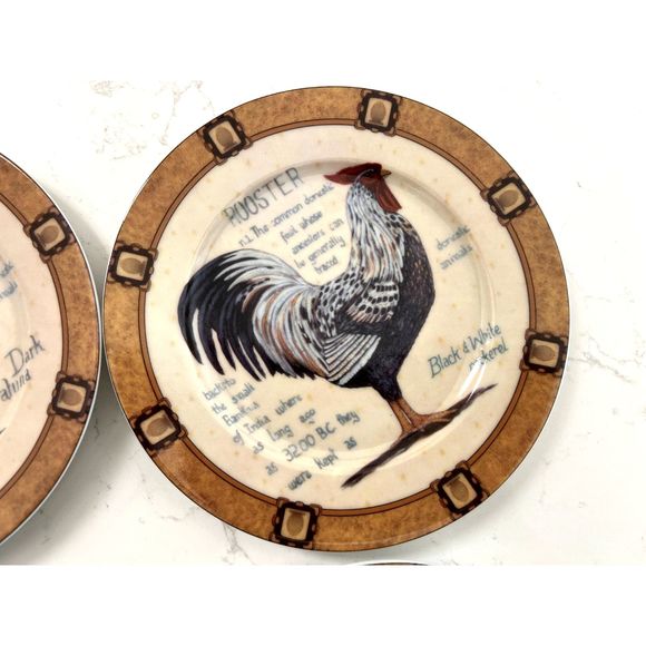 Henriette London Pottery Porcelain Rooster teapot and set of 4 plates - Picture 5 of 15